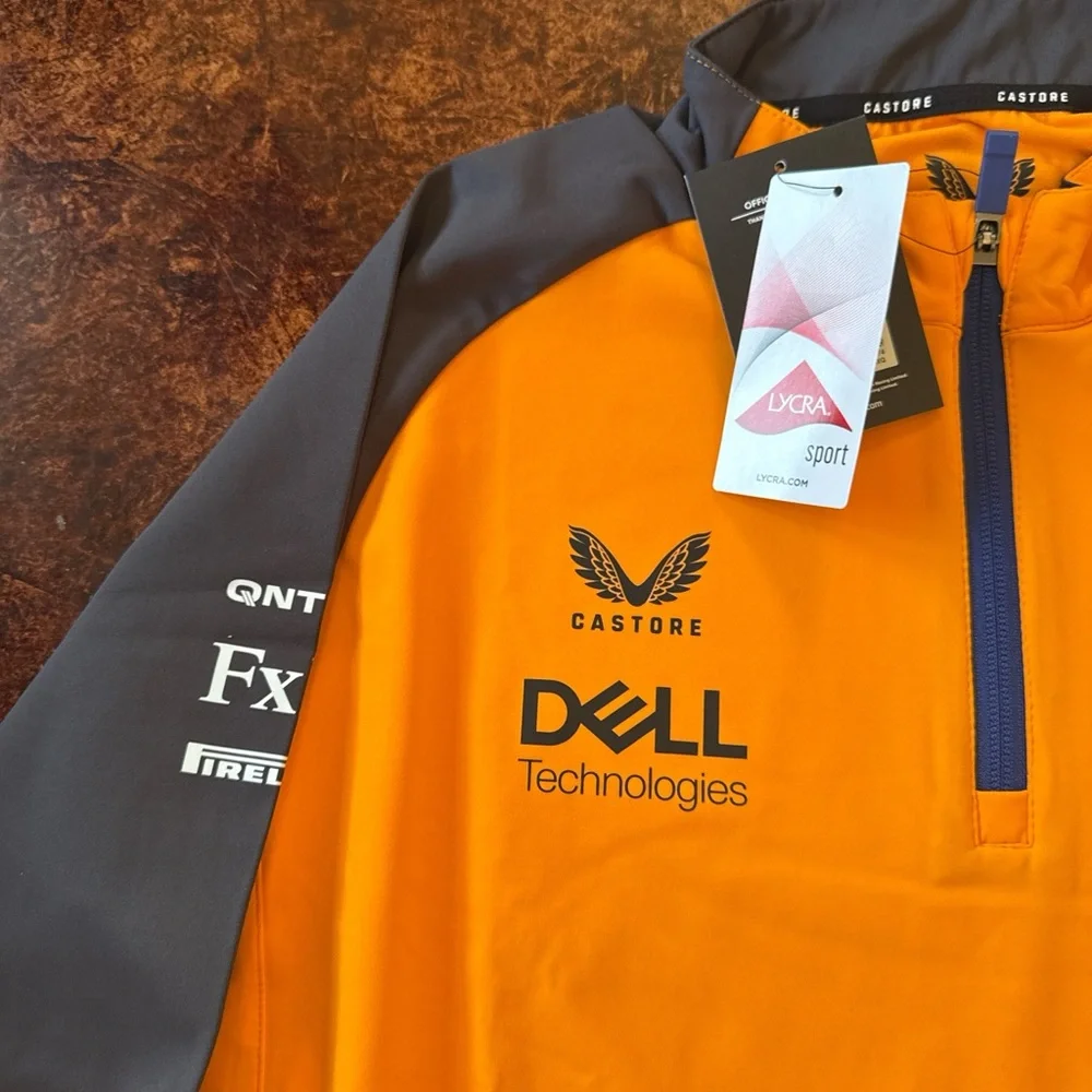 McLaren Men’s Zip-Up Pullover Sweater in Orange and Gray - Picture 3 of 8